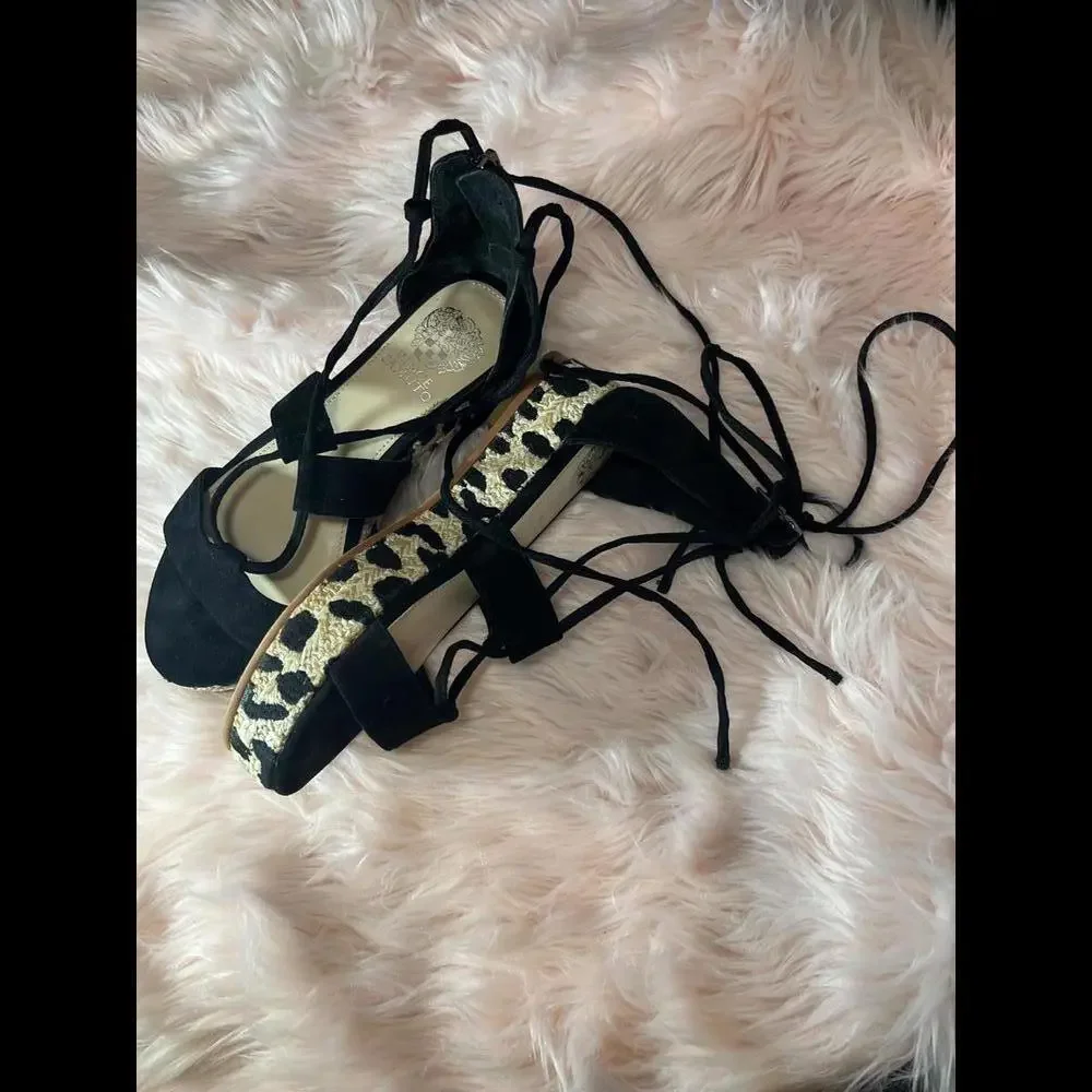 SALE! Vince Camuto Size 8.5/39 Kellia Espadrille Platform Sandals Animal Print - Picture 1 of 8